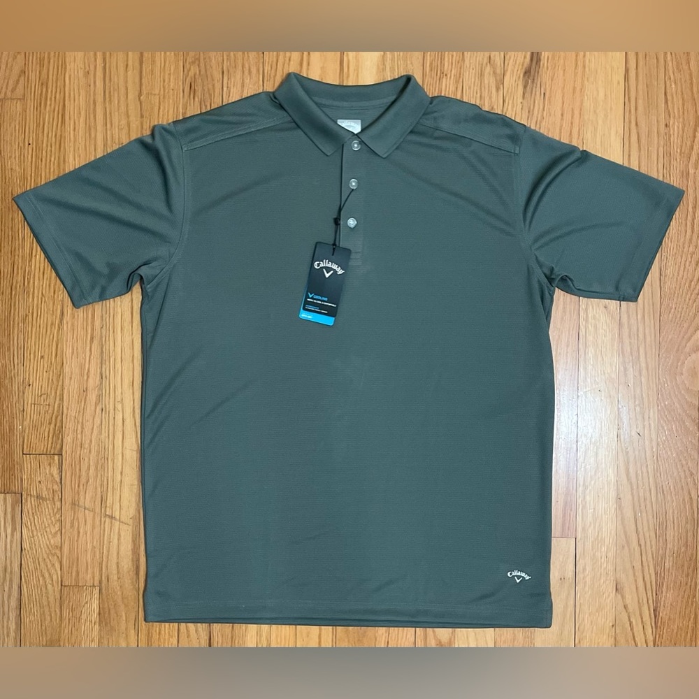 New Callaway Performance Opti-Dry Technology Polo, Size Large,Color Smoked Pearl